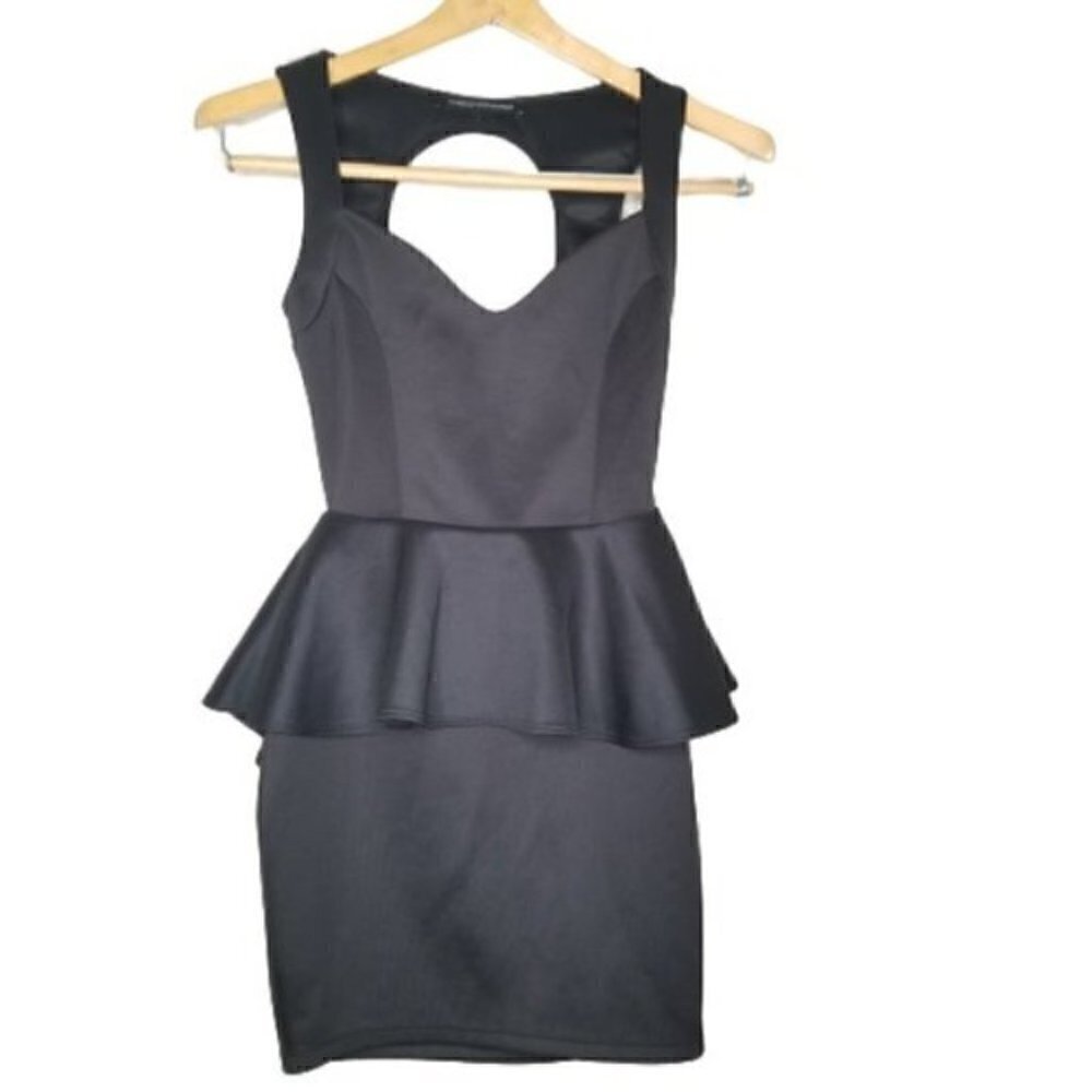 Foreign Exchange Black Peplum Sexy Back Dress